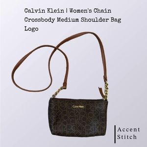Calvin Klein | Women’s Brown Crossbody Shoulder Bag Medium Logo w/ Gold …